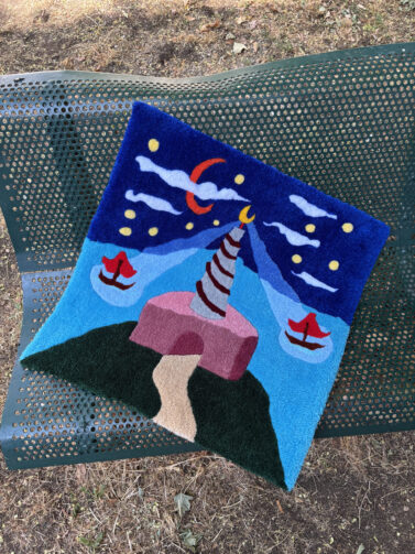 Le phare de babel tapis tapisserie tufting mignon doux coloré intérieur décoration couleur Méditerranée