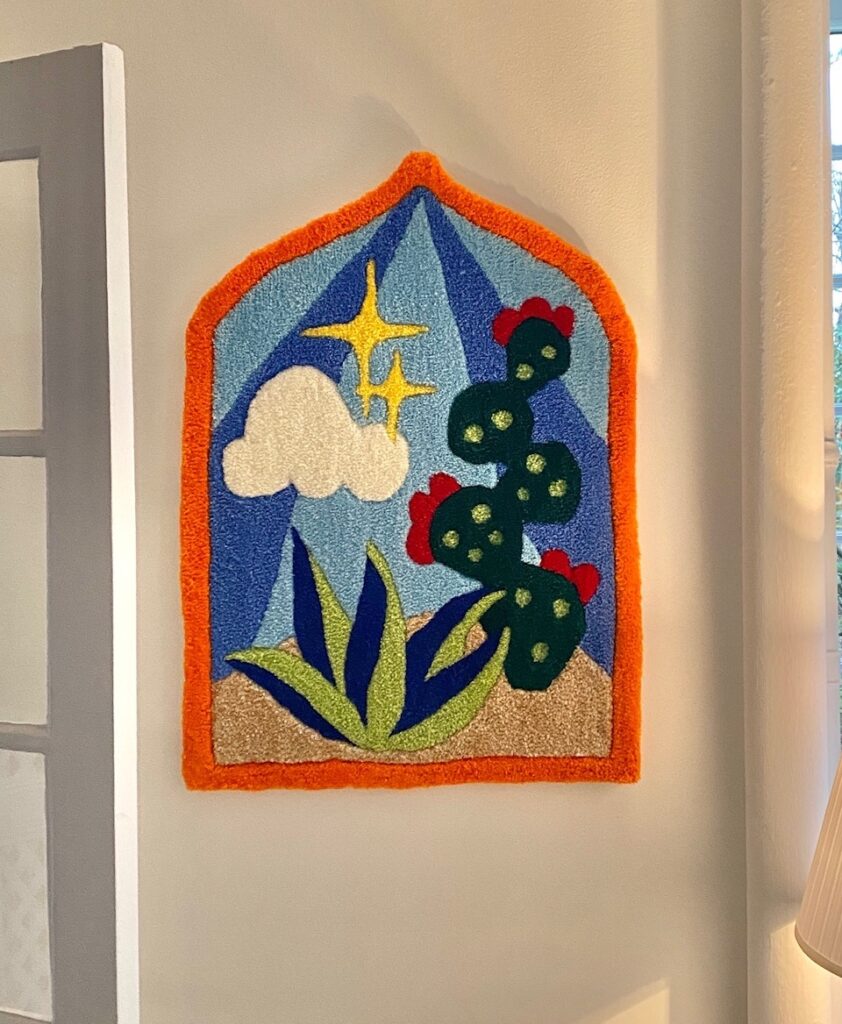 tapis tapisserie tufting cactus mexique ciel nuage étoile sable agave plante couleur